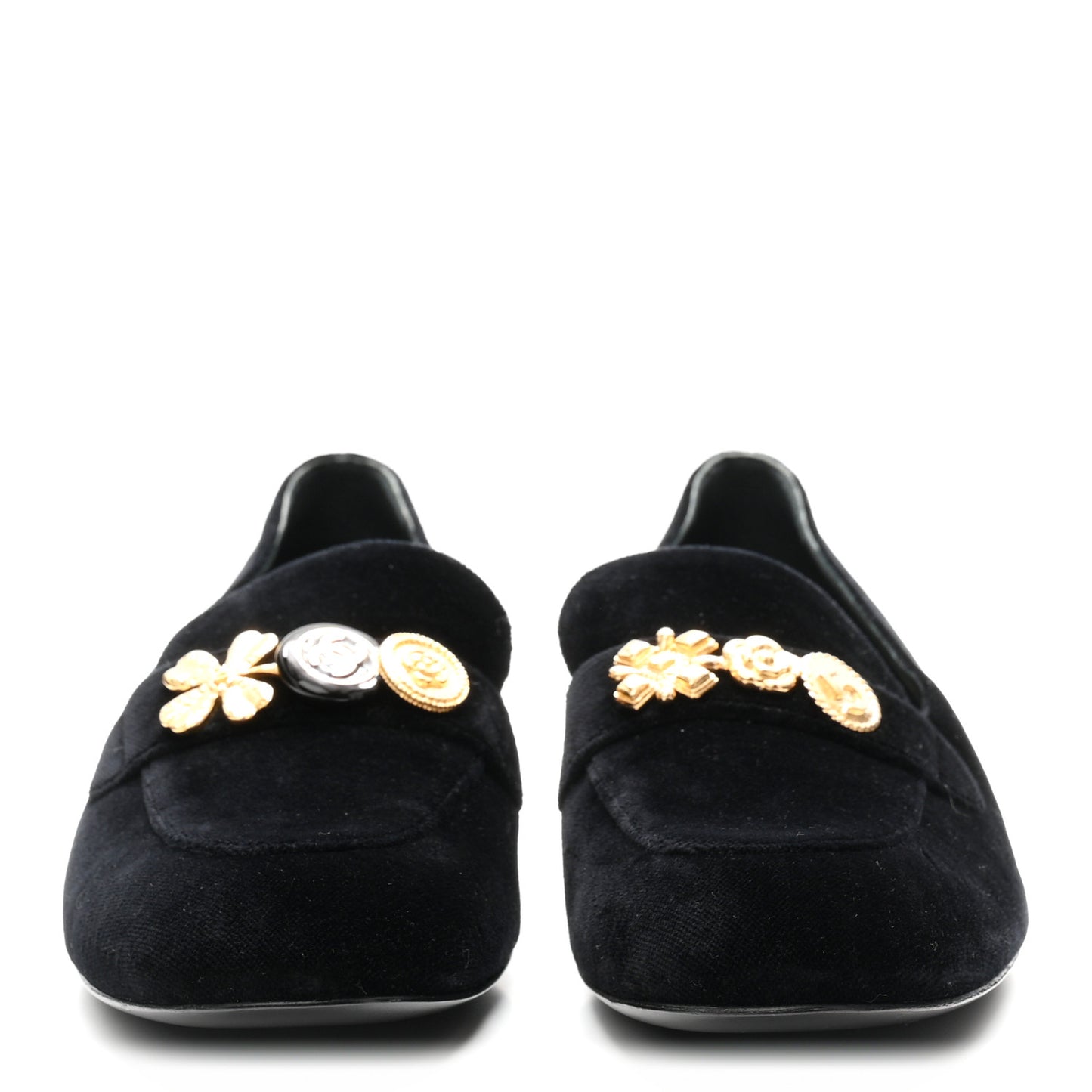Velvet Moccasin Loafers 40 Black