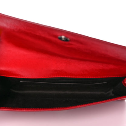 Saint Laurent Textured Patent Monogram Large Belle De Jour Clutch Red 5 of 11