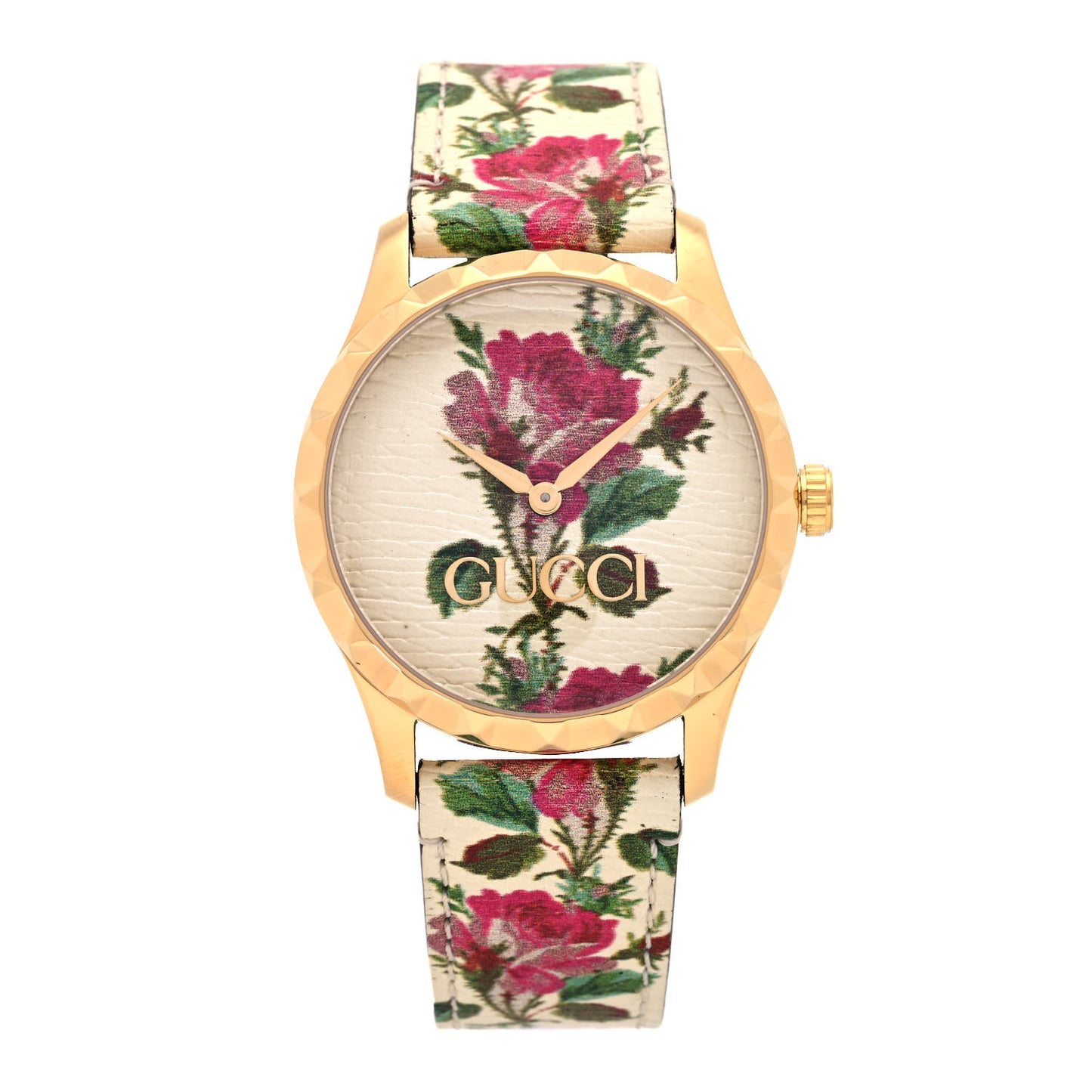 Stainless Steel Calfskin 38mm G-Timeless Floral Quartz Watch Ivory