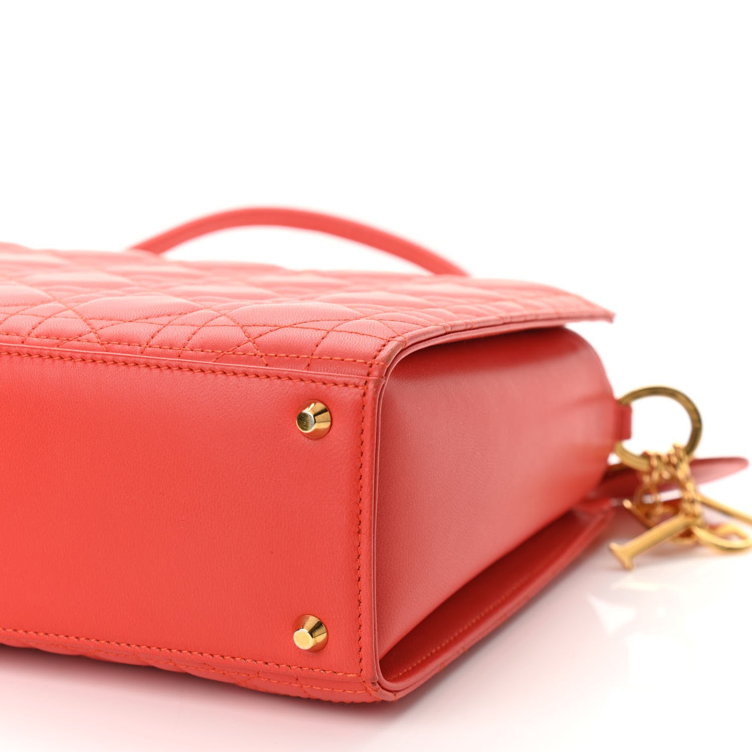 Christian Dior Lambskin Cannage Shoulder Bag Orange 10 of 10