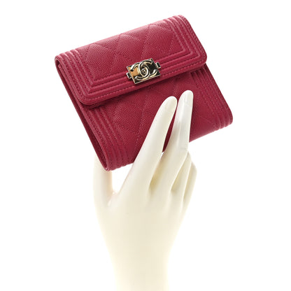 Chanel Caviar Quilted Compact Boy Wallet Pink 2 of 10