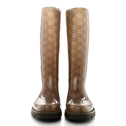 Gucci Rubber Monogram Edinburg Rain Boots 35 Transparent Cocoa 2 of 8