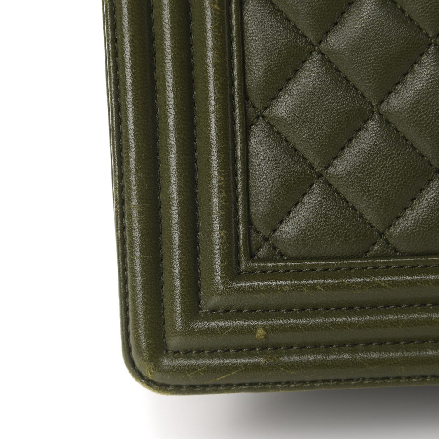 Lambskin Quilted New Medium Boy Flap Dark Green