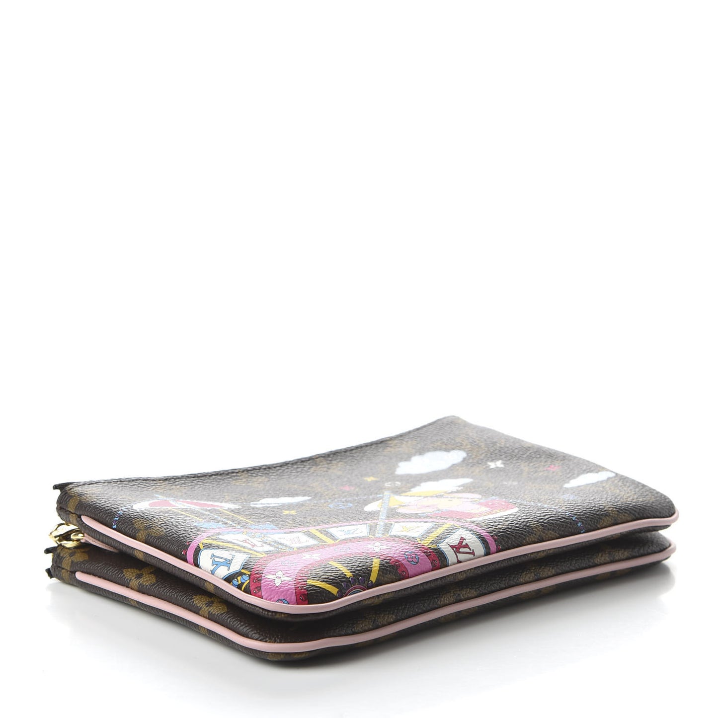 Monogram 2020 Christmas Animation Big Wheel Double Zip Pochette Rose Ballerine