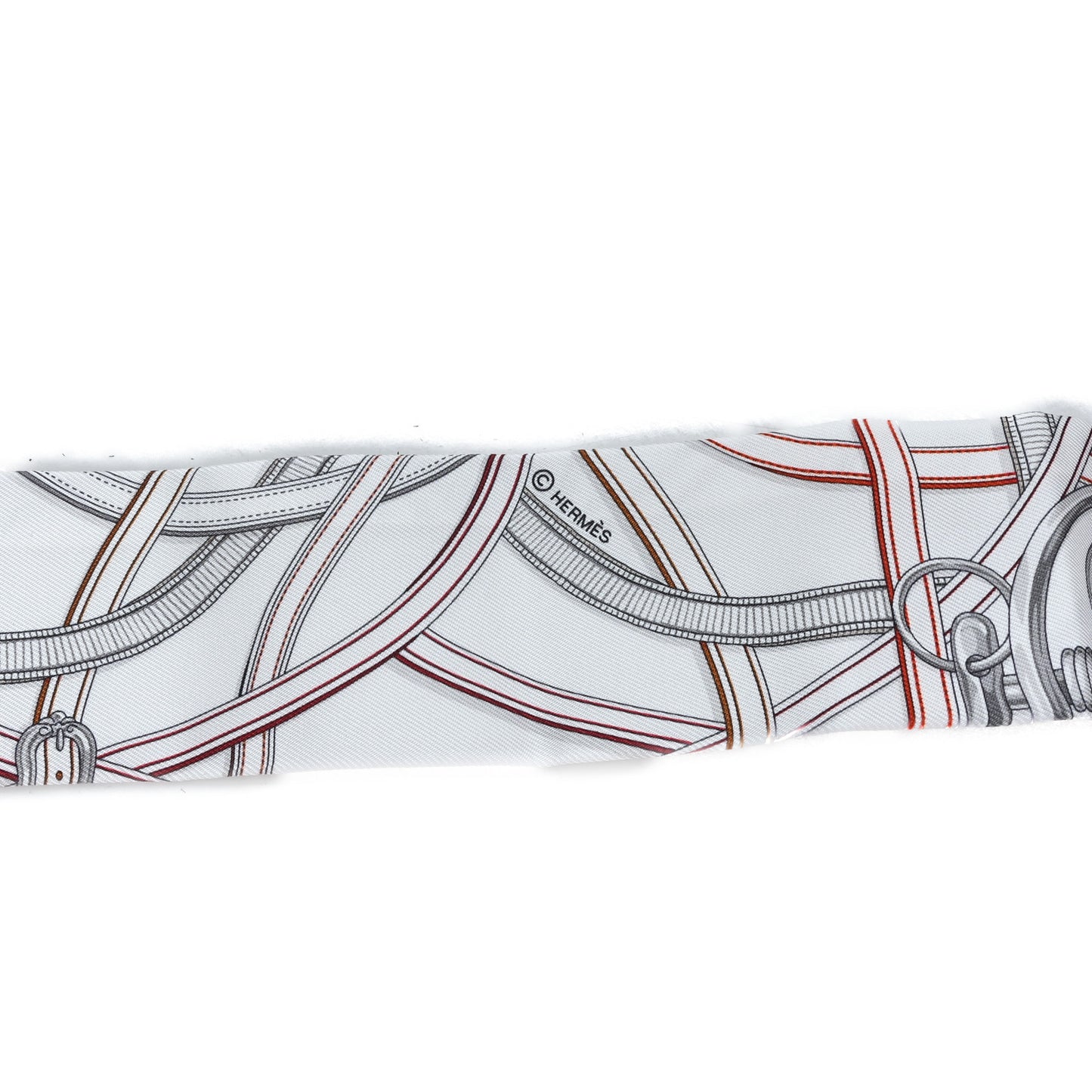 Silk Harnais Legendaire Twilly White Gris Perle Rouge H