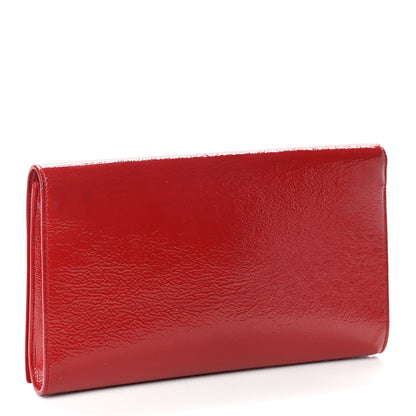 Saint Laurent Textured Patent Monogram Large Belle De Jour Clutch Red 3 of 11
