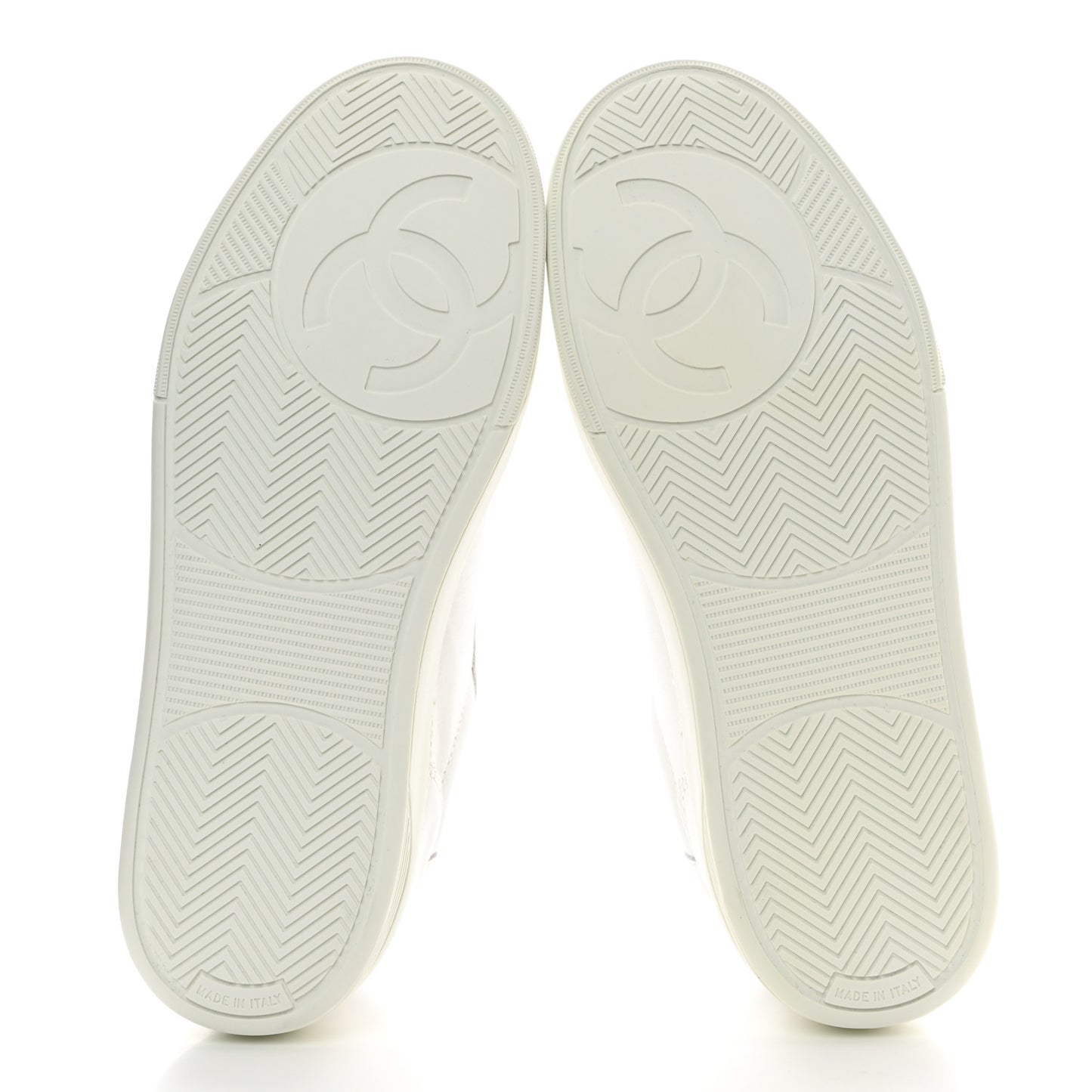 Calfskin Womens CC Logo Sneakers 38 White