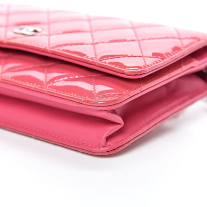 Chanel Patent Quilted Wallet On Chain WOC Fuchsia 10 of 14
