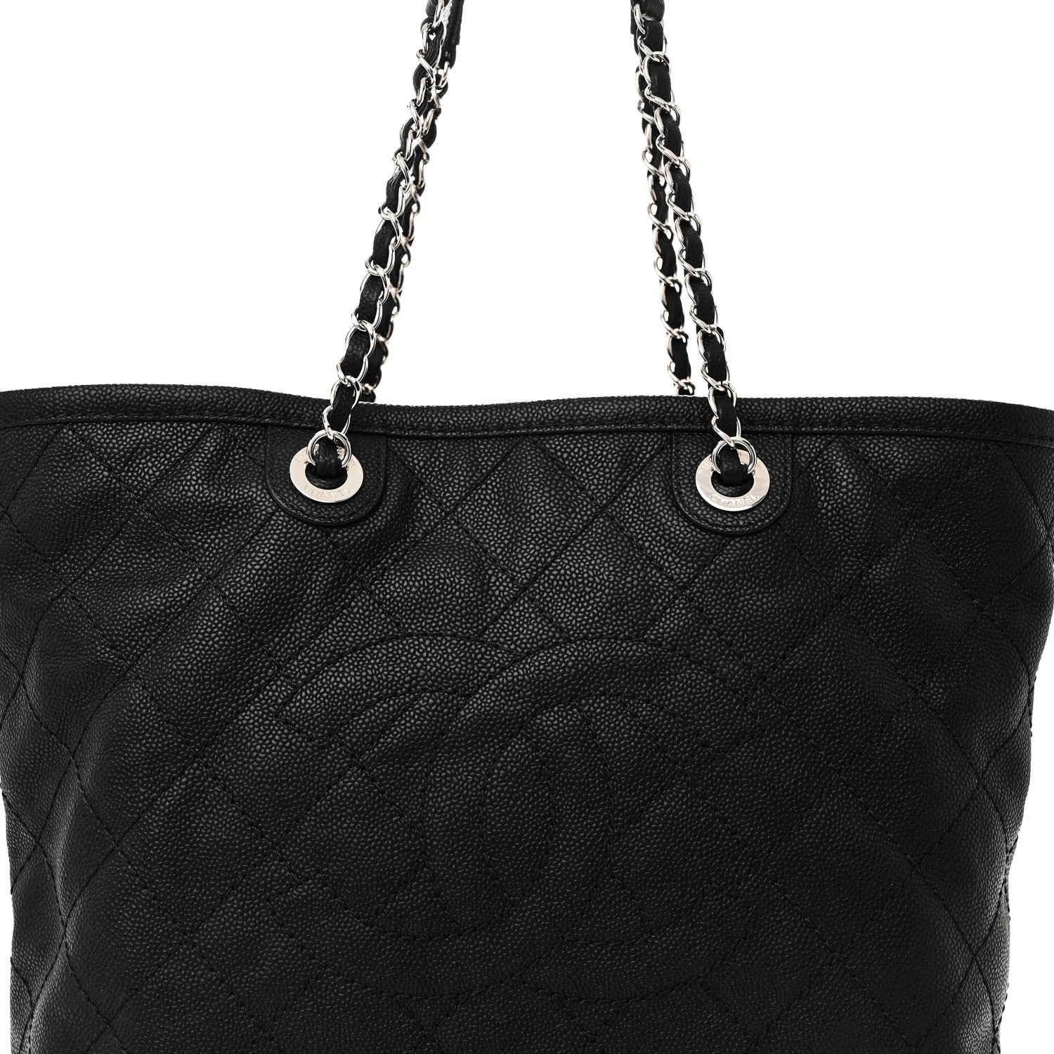 Chanel Grained Calfskin Quilted Small Daily Shopping Tote Black 9 of 11
