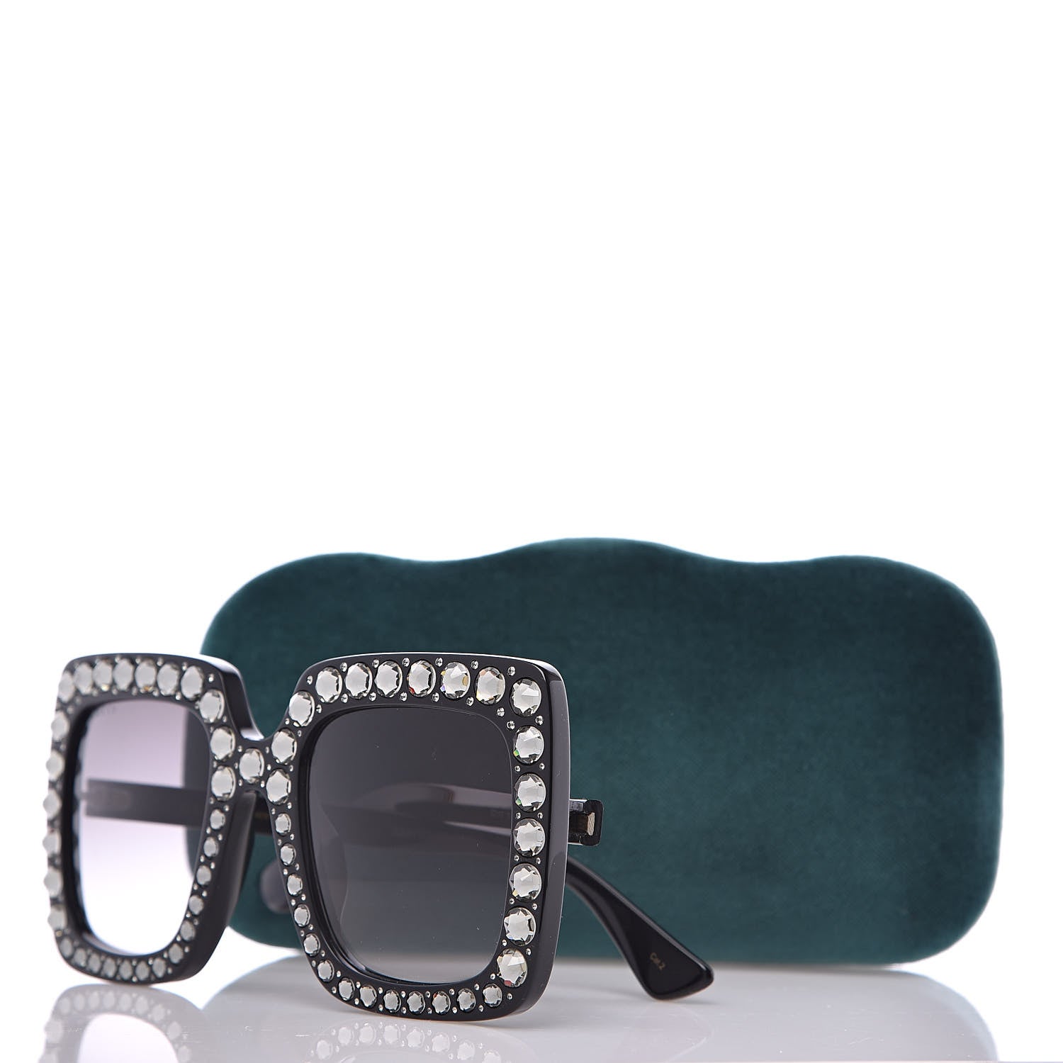 Gucci Acetate Crystal Oversize Sunglasses GG0148S Black 8 of 8