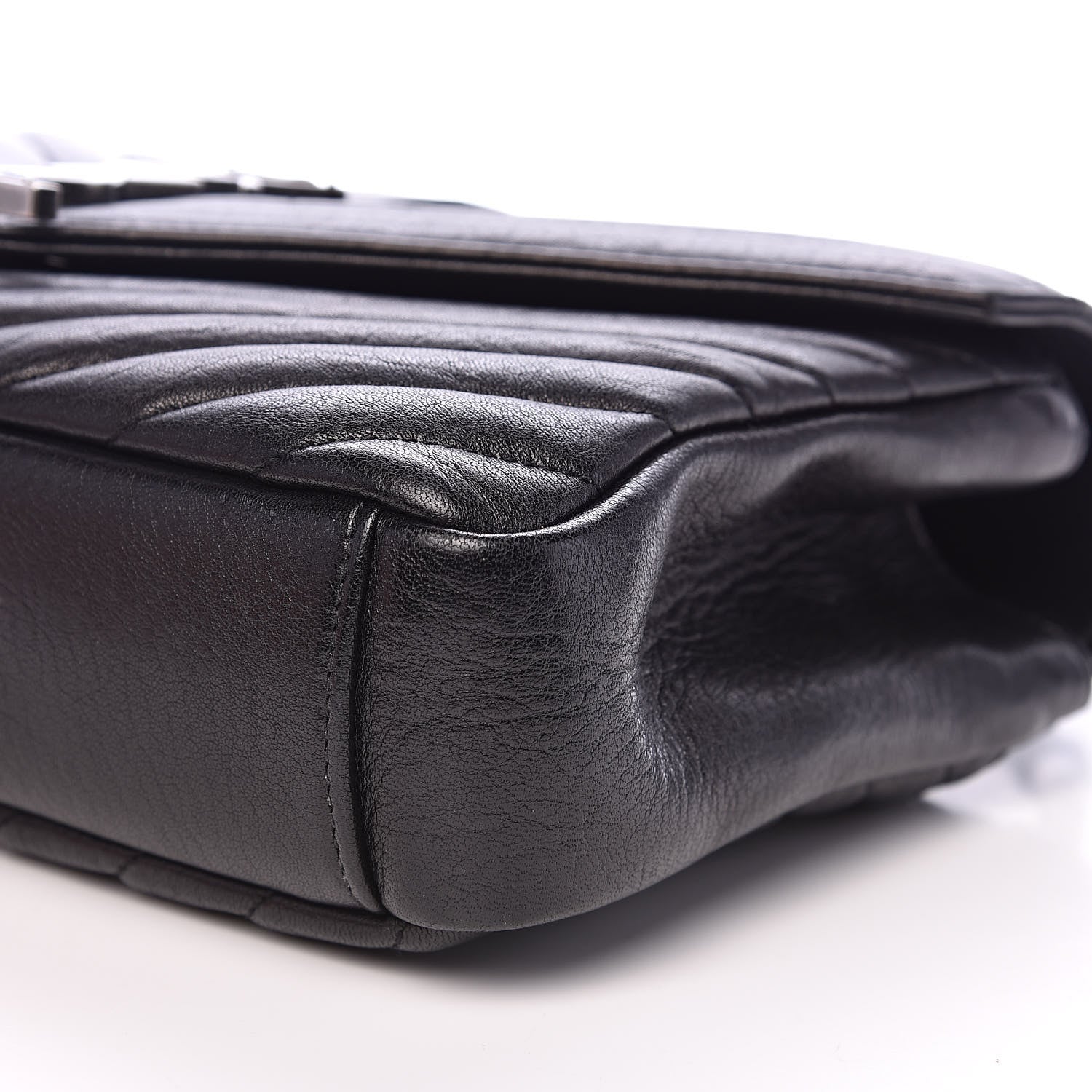Saint Laurent Sheepskin Matelasse Chevron Monogram Medium College Bag Black 10 of 14