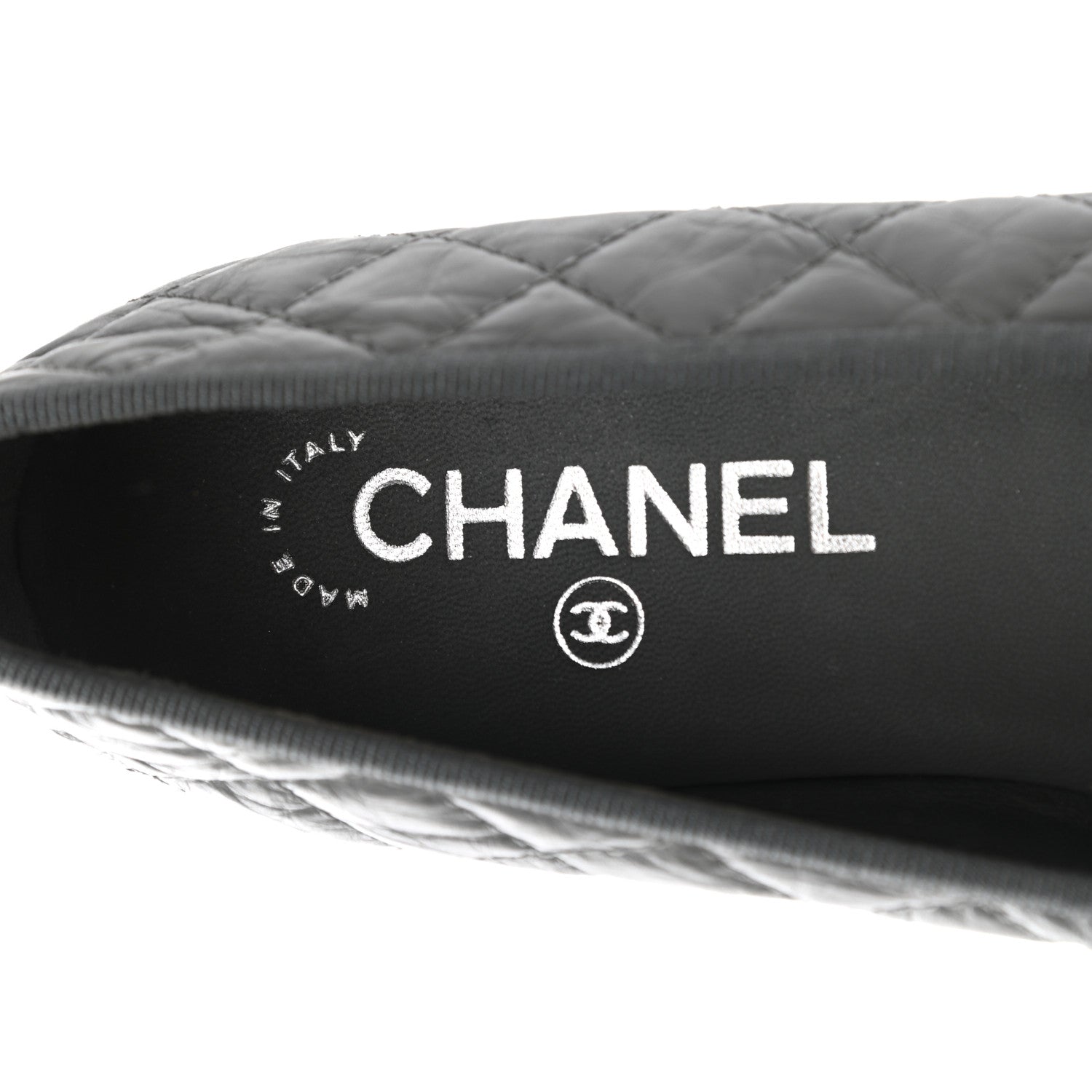 Chanel Aged Calfskin Quilted CC Cap Toe Ballerina Flats 37 Grey 7 of 8