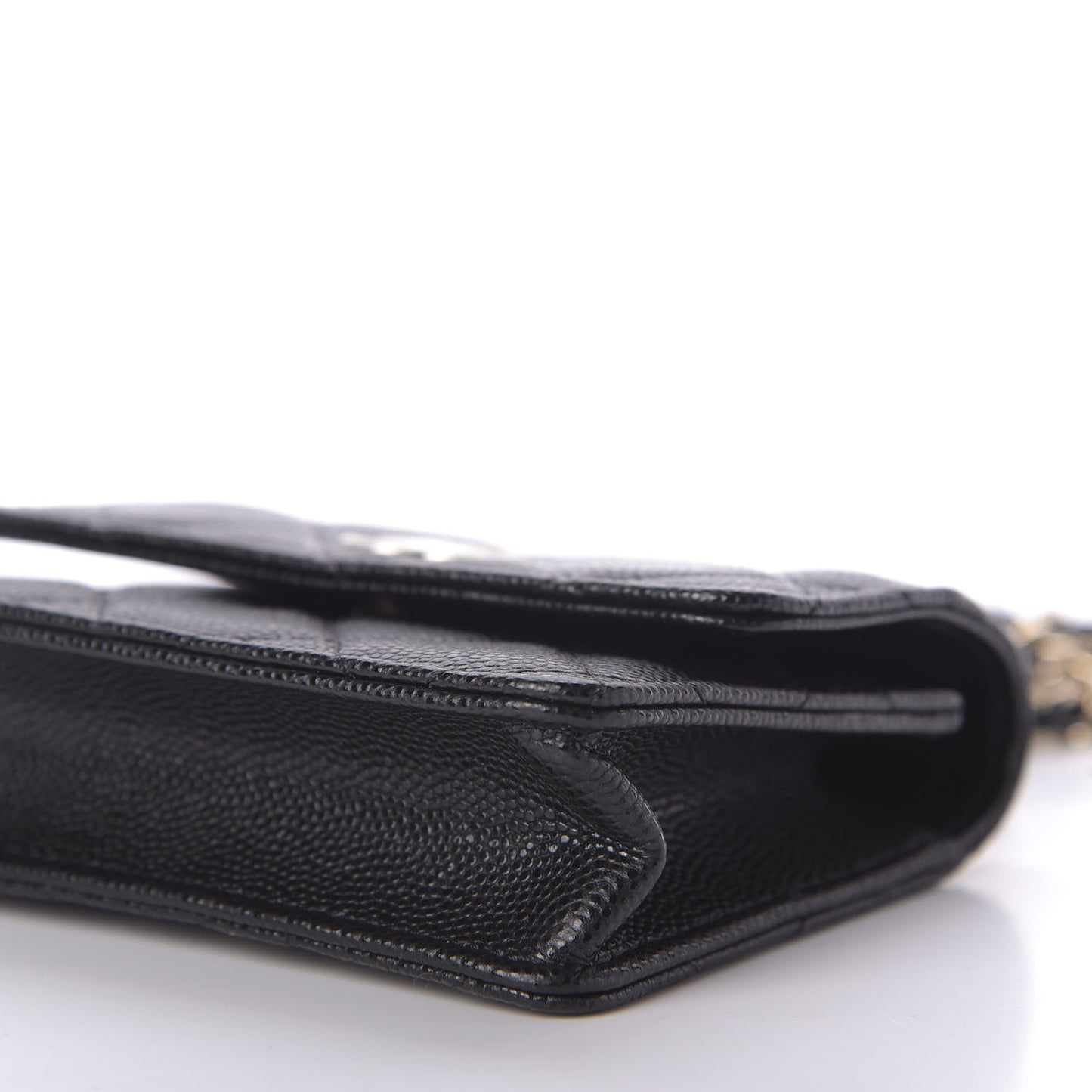 Caviar Quilted Mini Pearl On Top Coin Purse With Chain Black