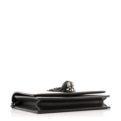 Saint Laurent Metallic Smooth Calfskin Classic Monogram Kate Tassel Chain Wallet Grey 4 of 11