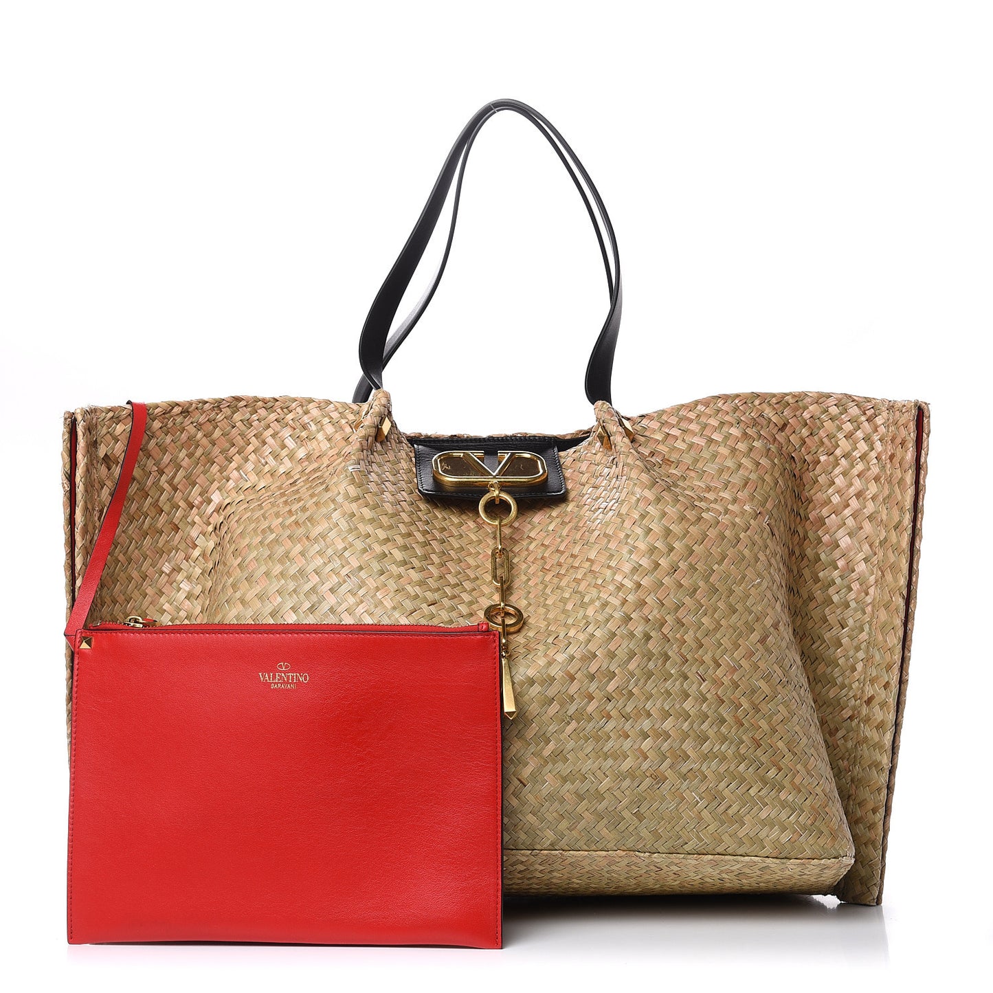 Raffia Large Vlogo Escape Shopper Natural Black Rouge