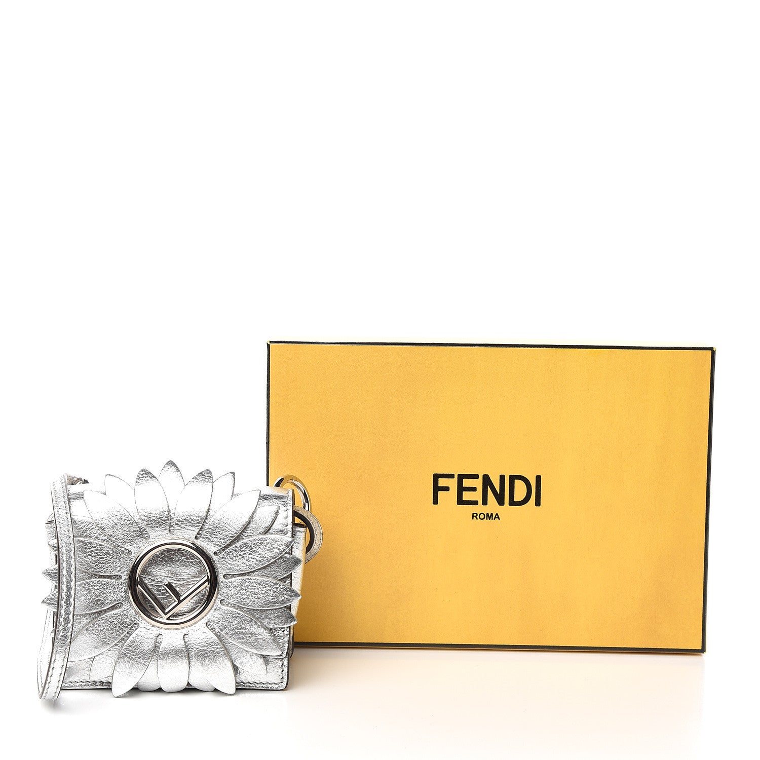 Fendi Vitello Catalan Mirror F is Fendi Flower Micro Kan I Shoulder Bag Silver 11 of 11