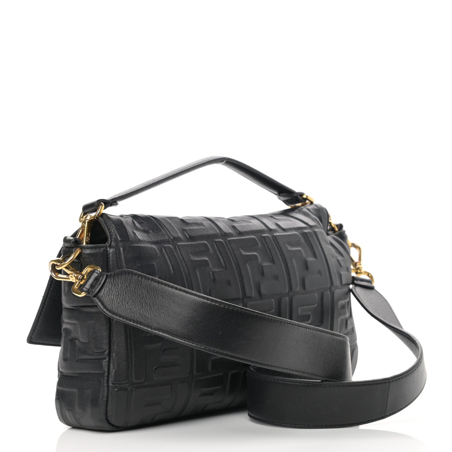 Fendi Nappa FF 1974 Embossed Large Baguette Black 5 of 33