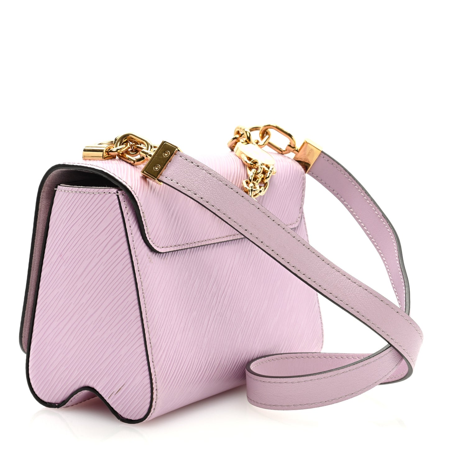 Epi Twist Monogram Flower Chain Shoulder Bag MM Wisteria Pink Purple