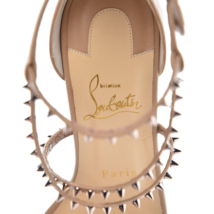 Christian Louboutin Kid Choca Spikes 100 Sandals 38.5 Nude Light Gold 6 of 9