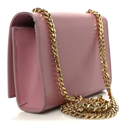Saint Laurent Grain De Poudre Small Monogram Kate Satchel Dark Rose 3 of 11