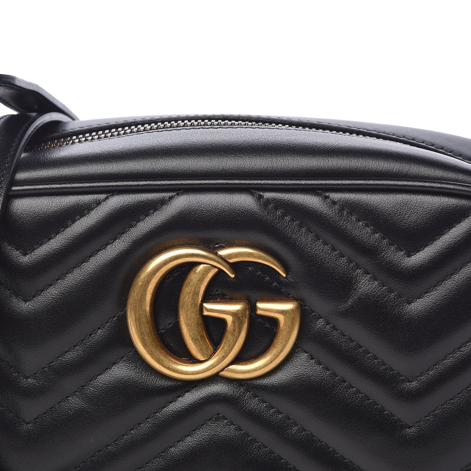 Gucci Calfskin Matelasse Small GG Marmont Chain Shoulder Bag Black 11 of 12
