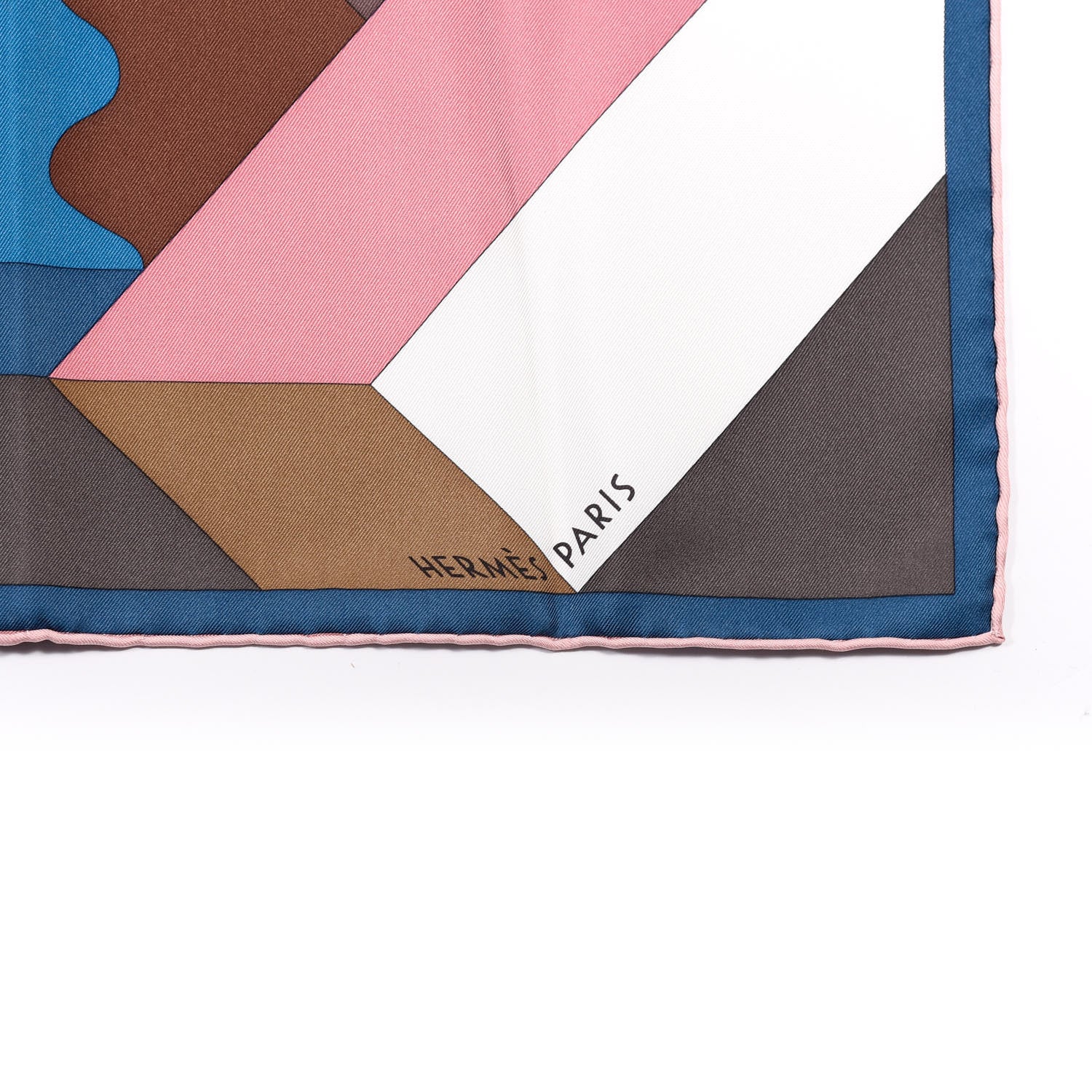 Hermes Silk Perspective Cavaliere 140 Scarf Taupe Rose White 4 of 5