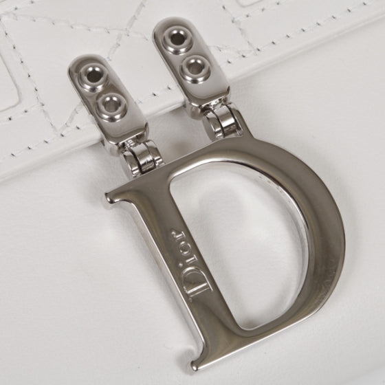 Leather Cannage D Charm Wallet White
