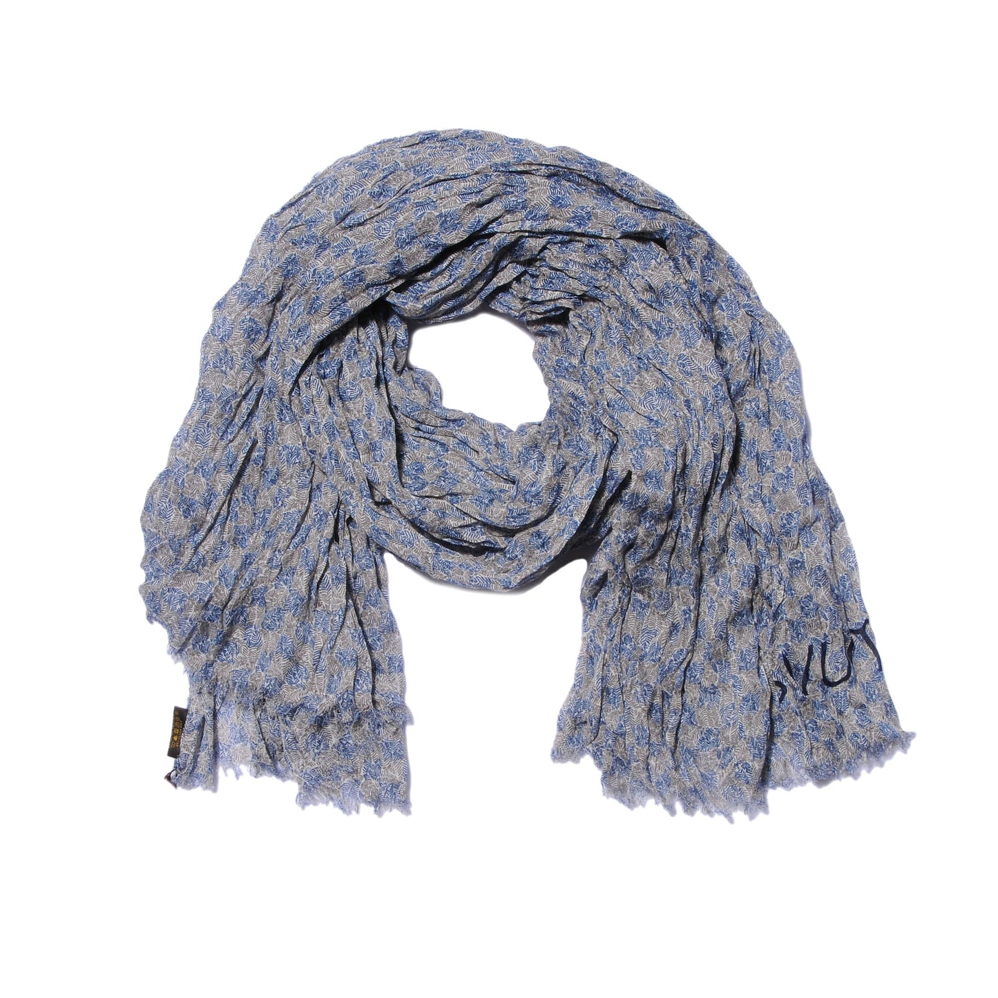 Cotton Linen Etole Damier Palm Stole Blue