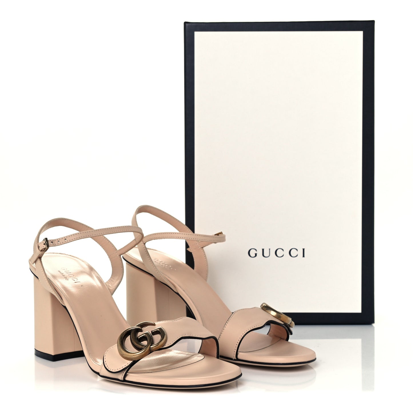 Lifford Calfskin GG Marmont Ankle Wrap 75mm Sandals 39 Skin Rose