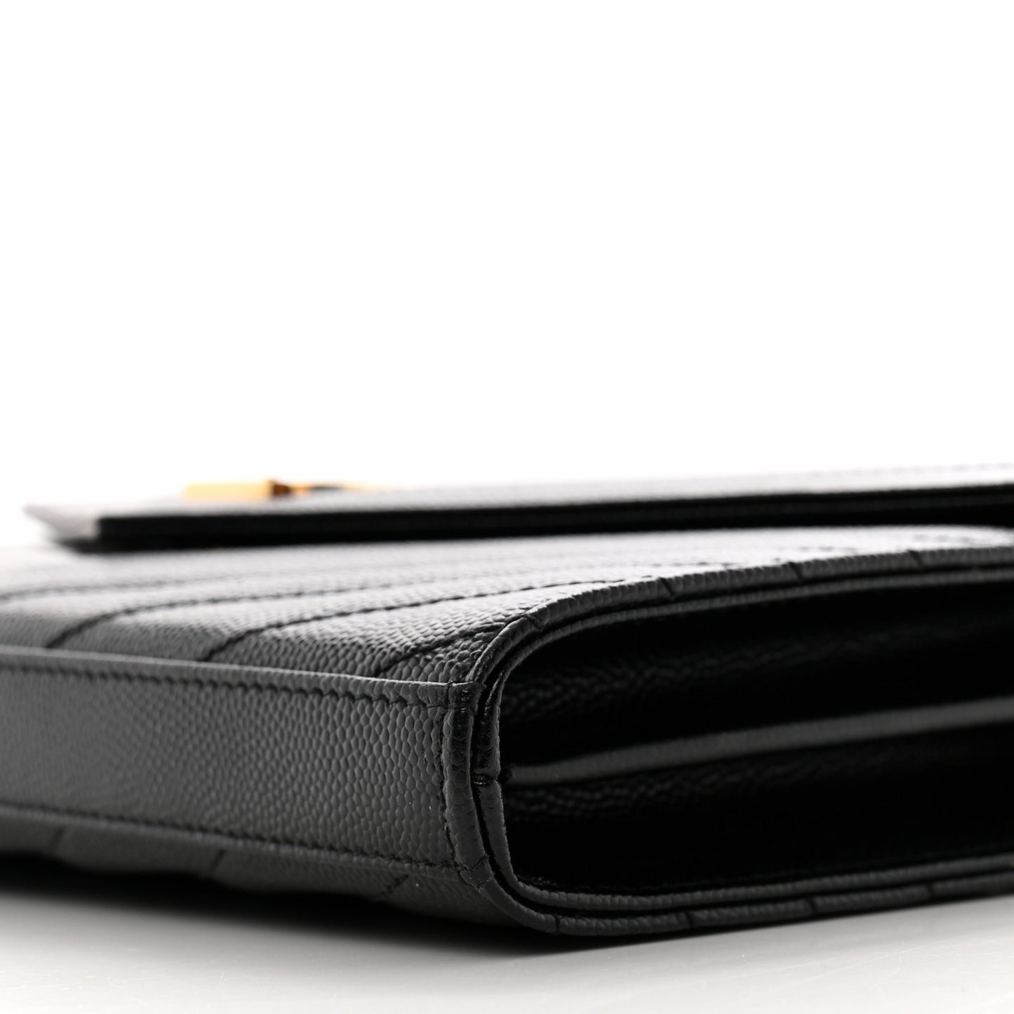 Grain De Poudre Matelasse Chevron Monogram Chain Wallet Black