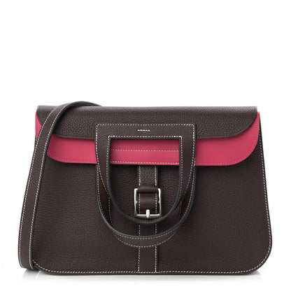 Hermes Taurillon Clemence Verso Halzan 31 GM Rouge Sellier Framboise 1 of 11