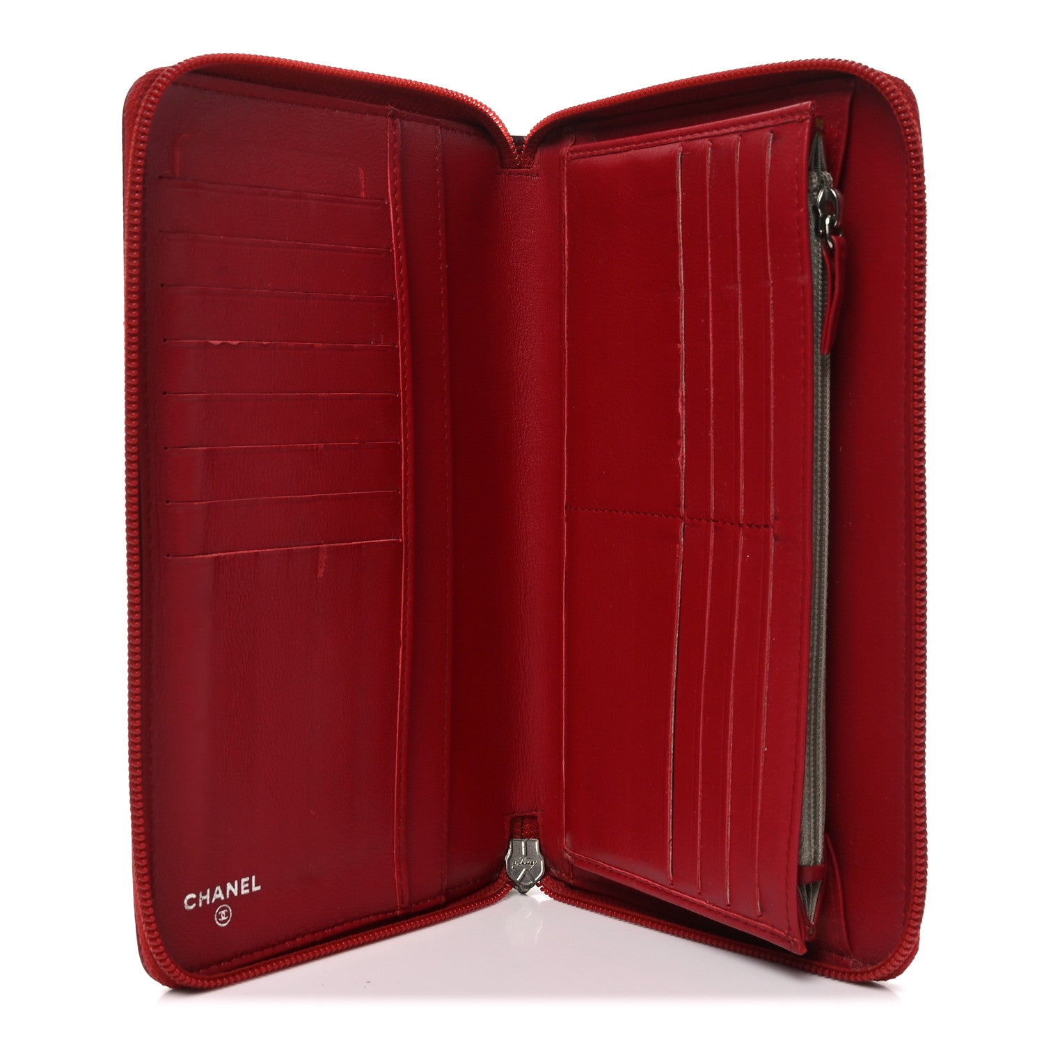 Chanel Caviar Large CC Timeless Zip Around Organizer Wallet Red 5 of 10