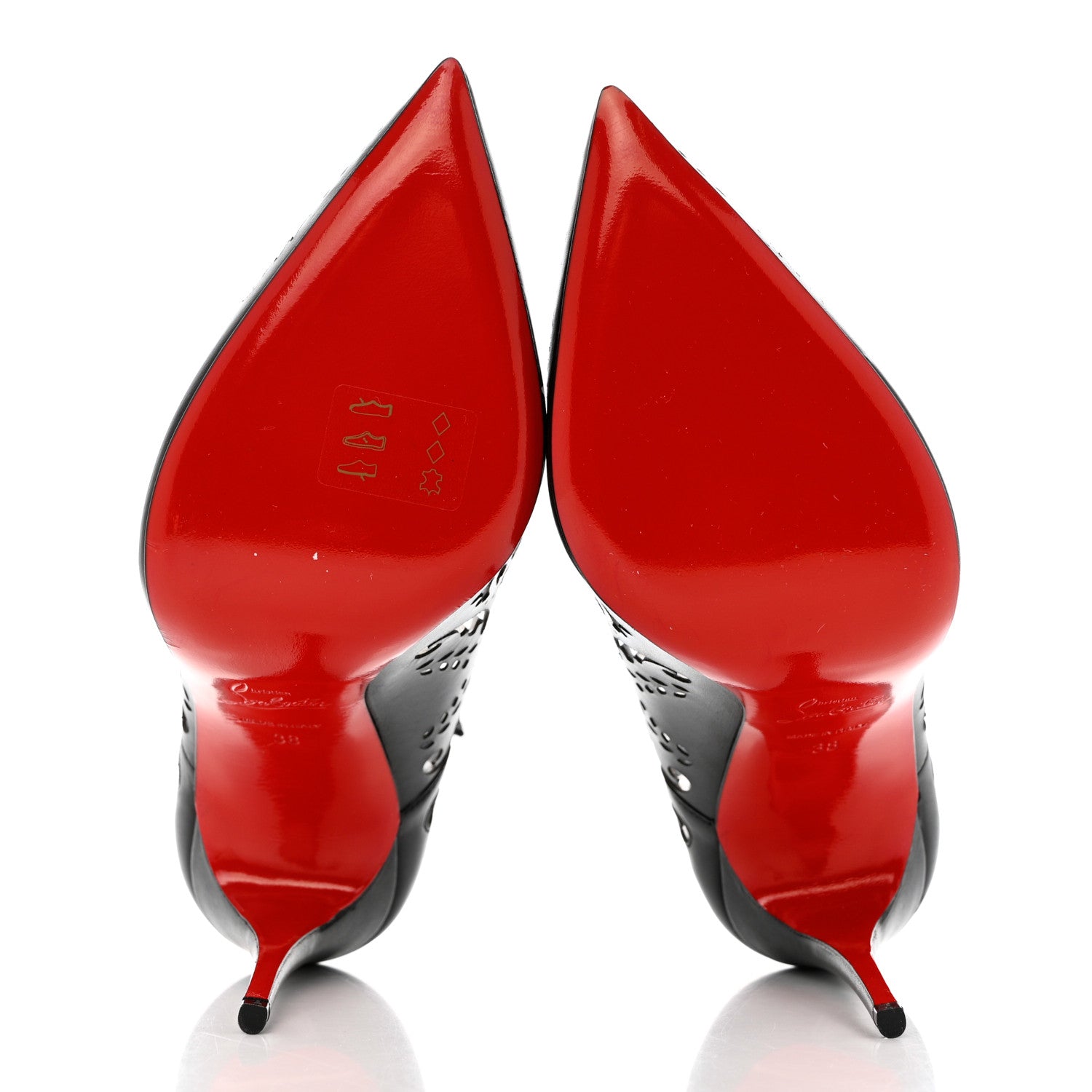 Christian Louboutin Calfskin PVC Impera 100 Pumps 38 Black 5 of 8
