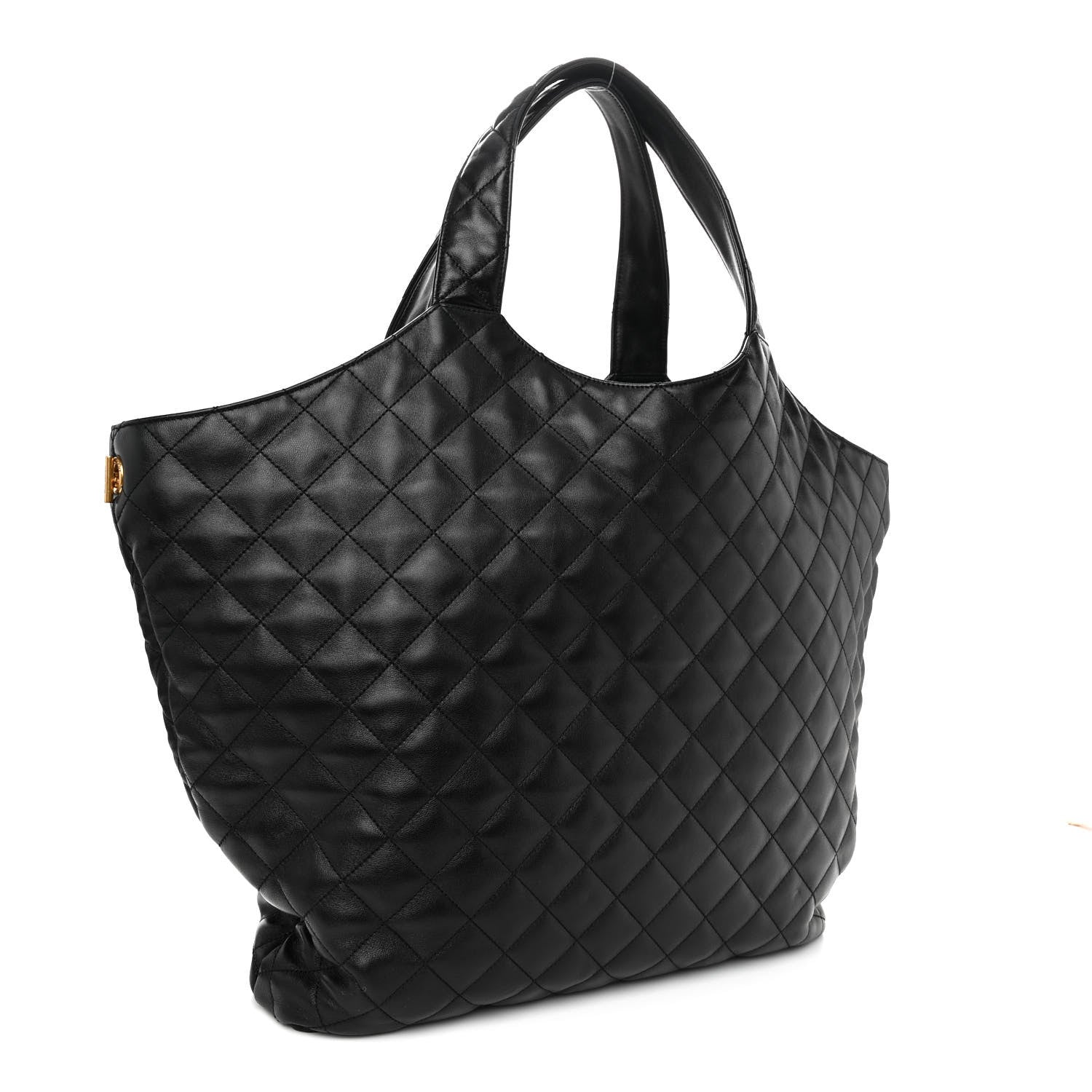 Saint Laurent Lambskin Quilted Maxi Icare Shopping Tote Black 4 of 10