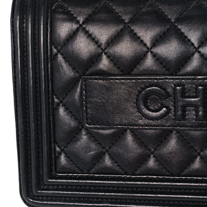 Chanel Lambskin Quilted Boy Flap Clutch Black 12 of 15
