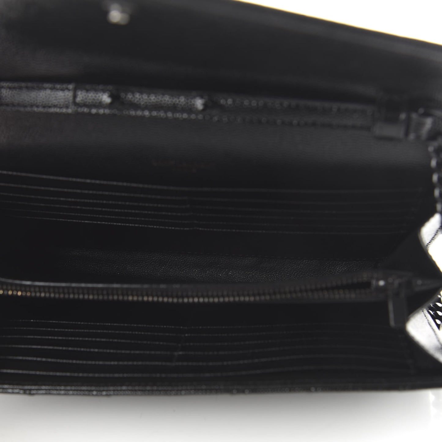 Grain De Poudre Matelasse Chevron Monogram Chain Wallet Black