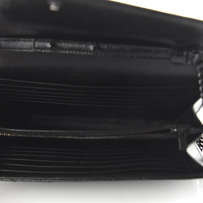 Saint Laurent Grain De Poudre Matelasse Chevron Monogram Chain Wallet Black 5 of 9