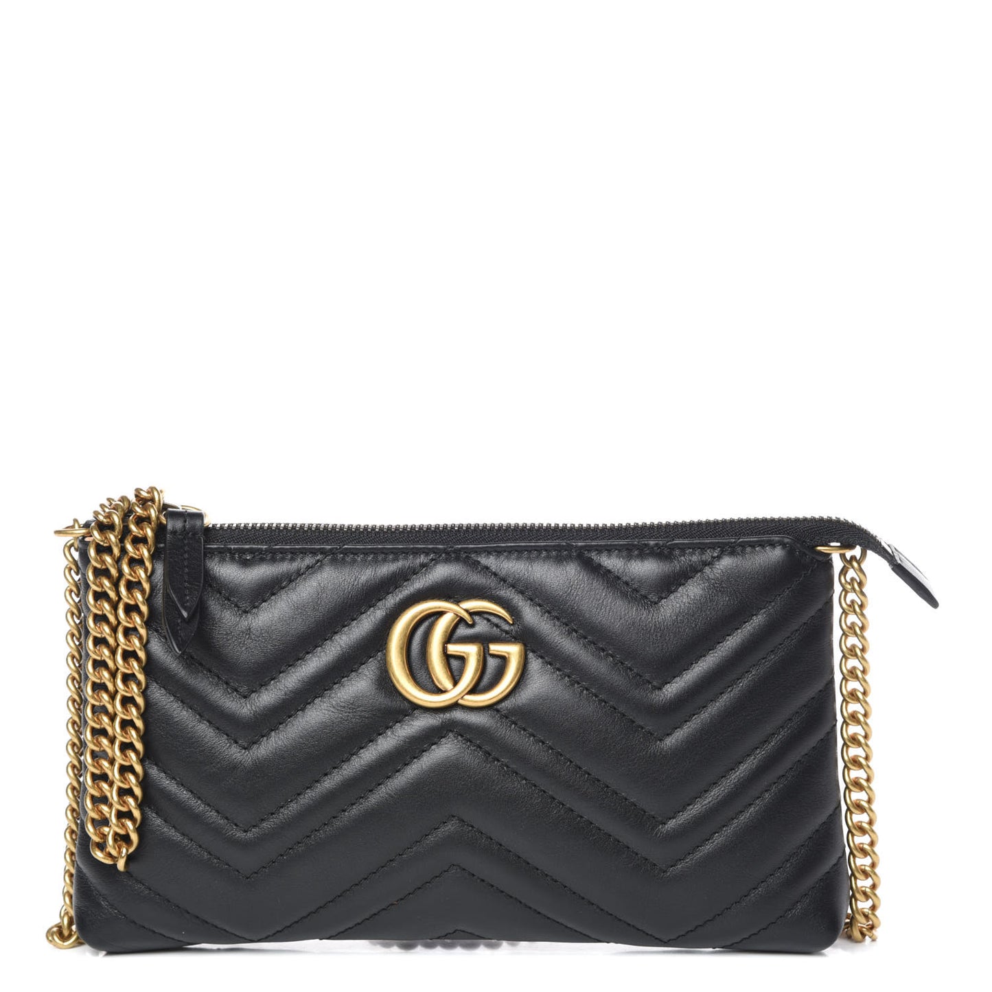 Calfskin Matelasse Mini GG Marmont Chain Bag Black
