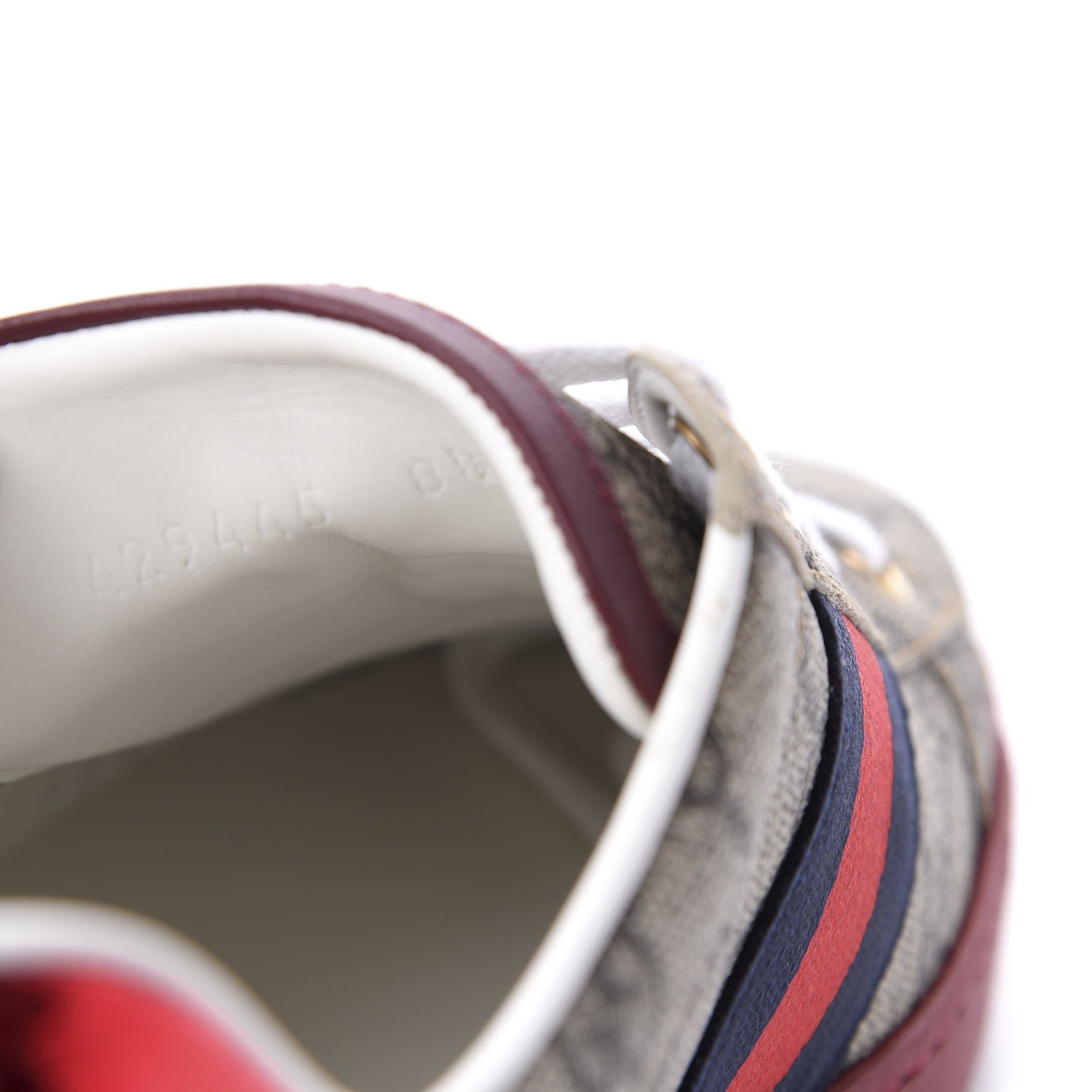 Gucci GG Supreme Monogram Ayers Mens New Ace Low-Top Sneaker 8.5 Beige Red 8 of 10