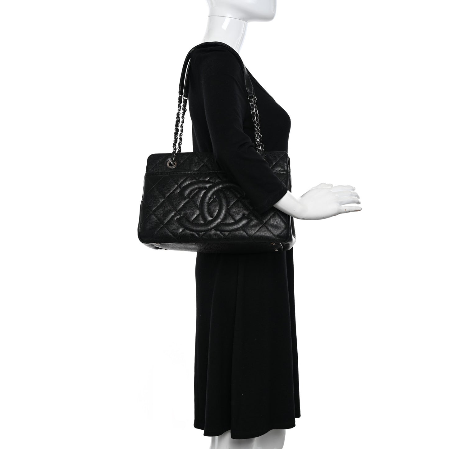Caviar Quilted Timeless CC Soft Tote Black