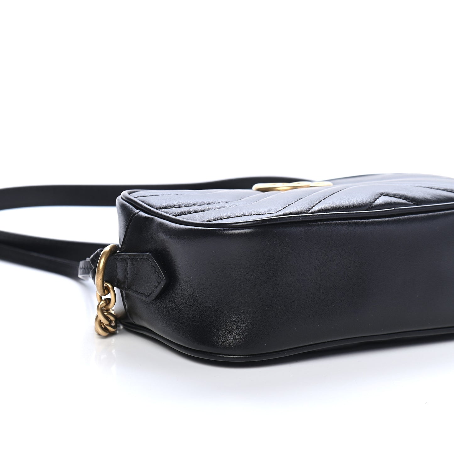 Calfskin Matelasse Mini GG Marmont Chain Shoulder Bag Black