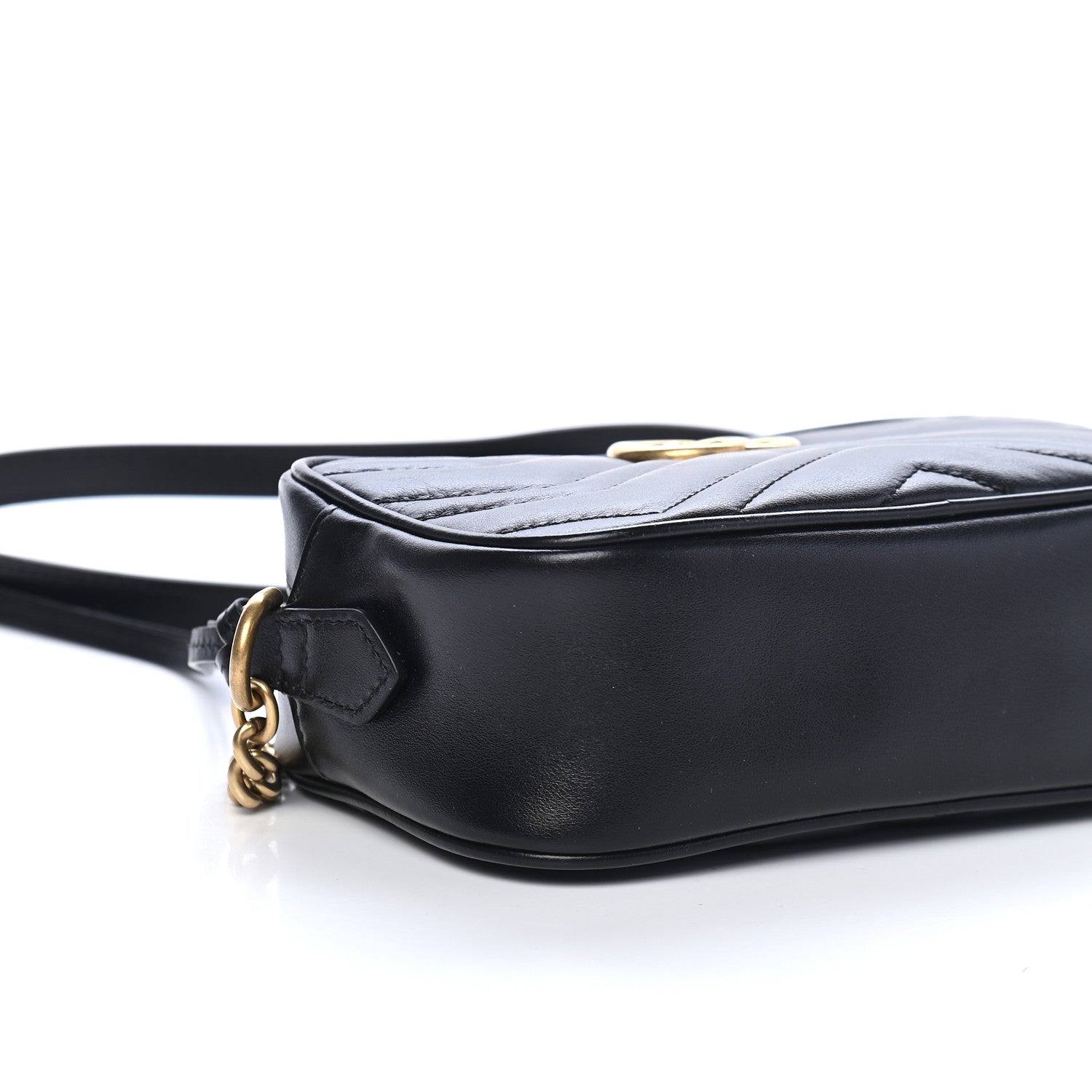 Gucci Calfskin Matelasse Mini GG Marmont Chain Shoulder Bag Black 8 of 9