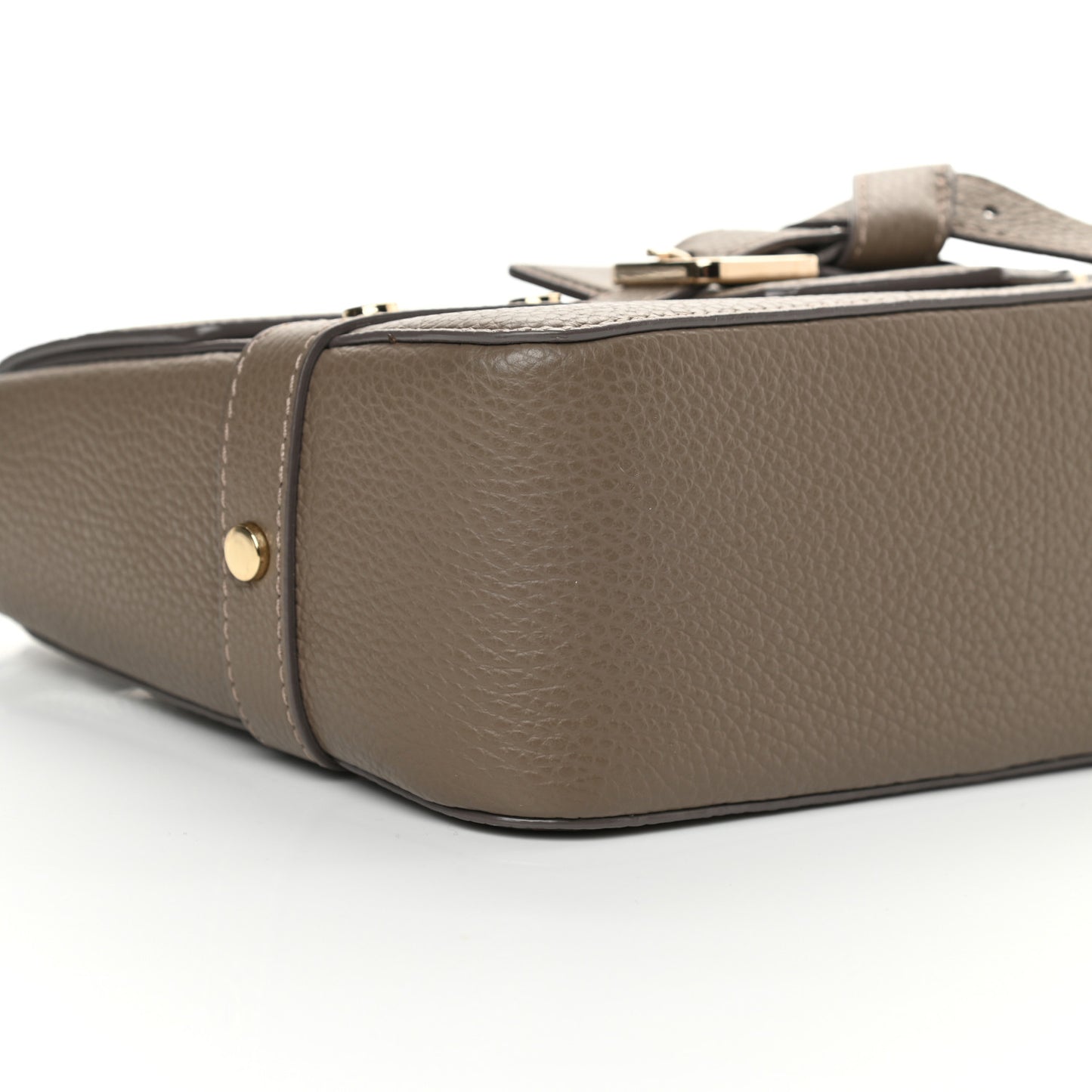 Pebbled Calfskin Studded Shoulder Bag Grey