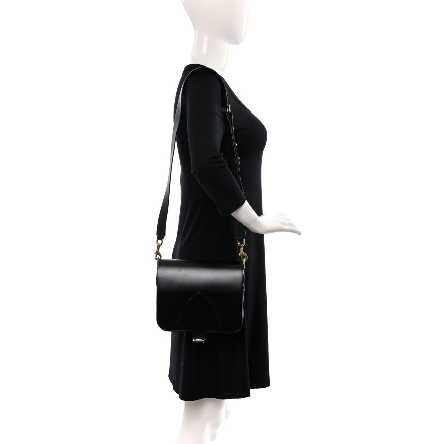 Smooth Calfskin Square Satchel Black