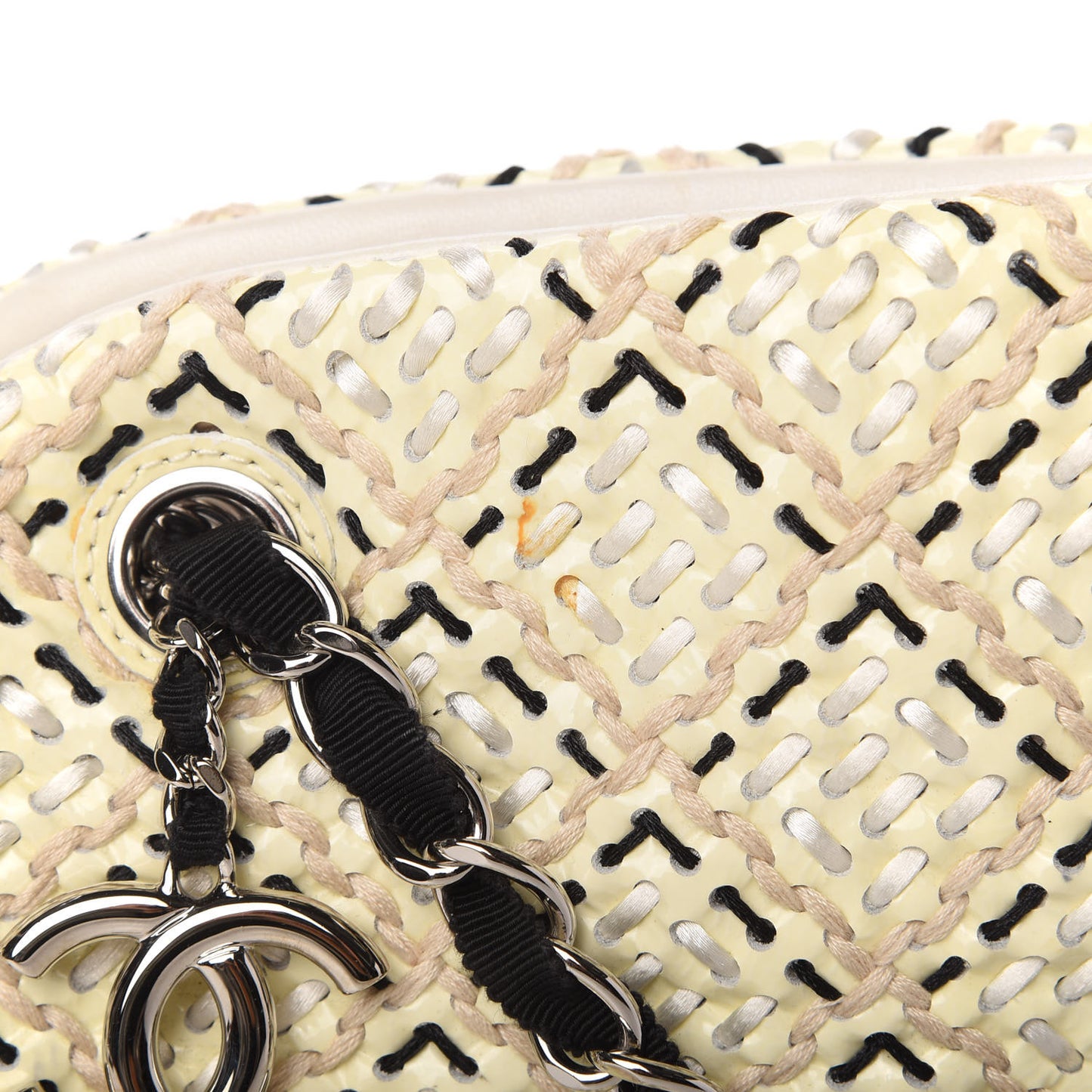 Patent Hand Embroidered Medium Just Mademoiselle White