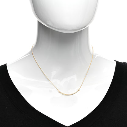 Tiffany 18K Yellow Gold Diamond Small T Smile Pendant Necklace 2 of 4