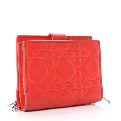 Christian Dior Lambskin Cannage Lady Dior Card Holder Red 3 of 12