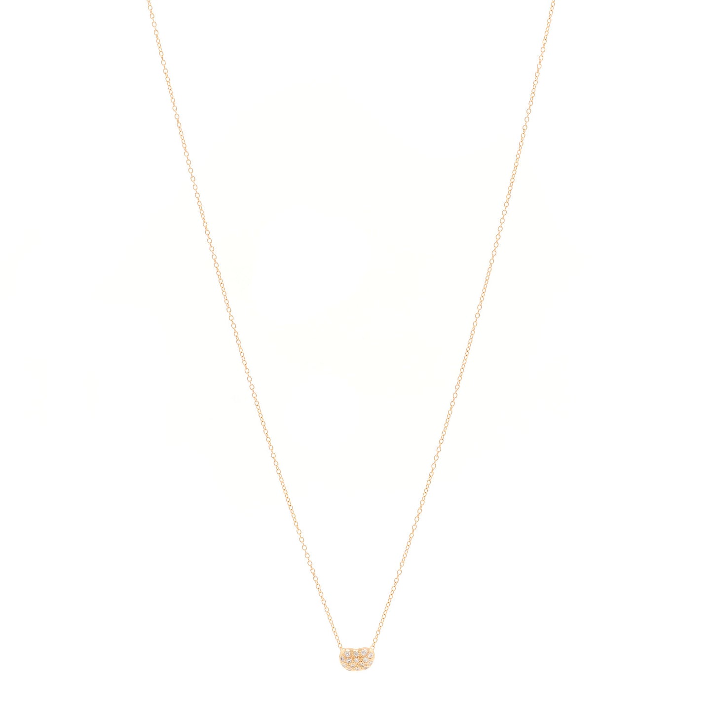 18K Rose Gold Diamond Elsa Peretti 6.5mm Bean Pendant Necklace