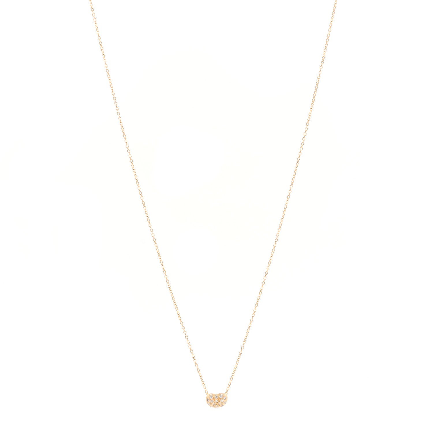 Tiffany 18K Rose Gold Diamond Elsa Peretti 6.5mm Bean Pendant Necklace 1 of 5