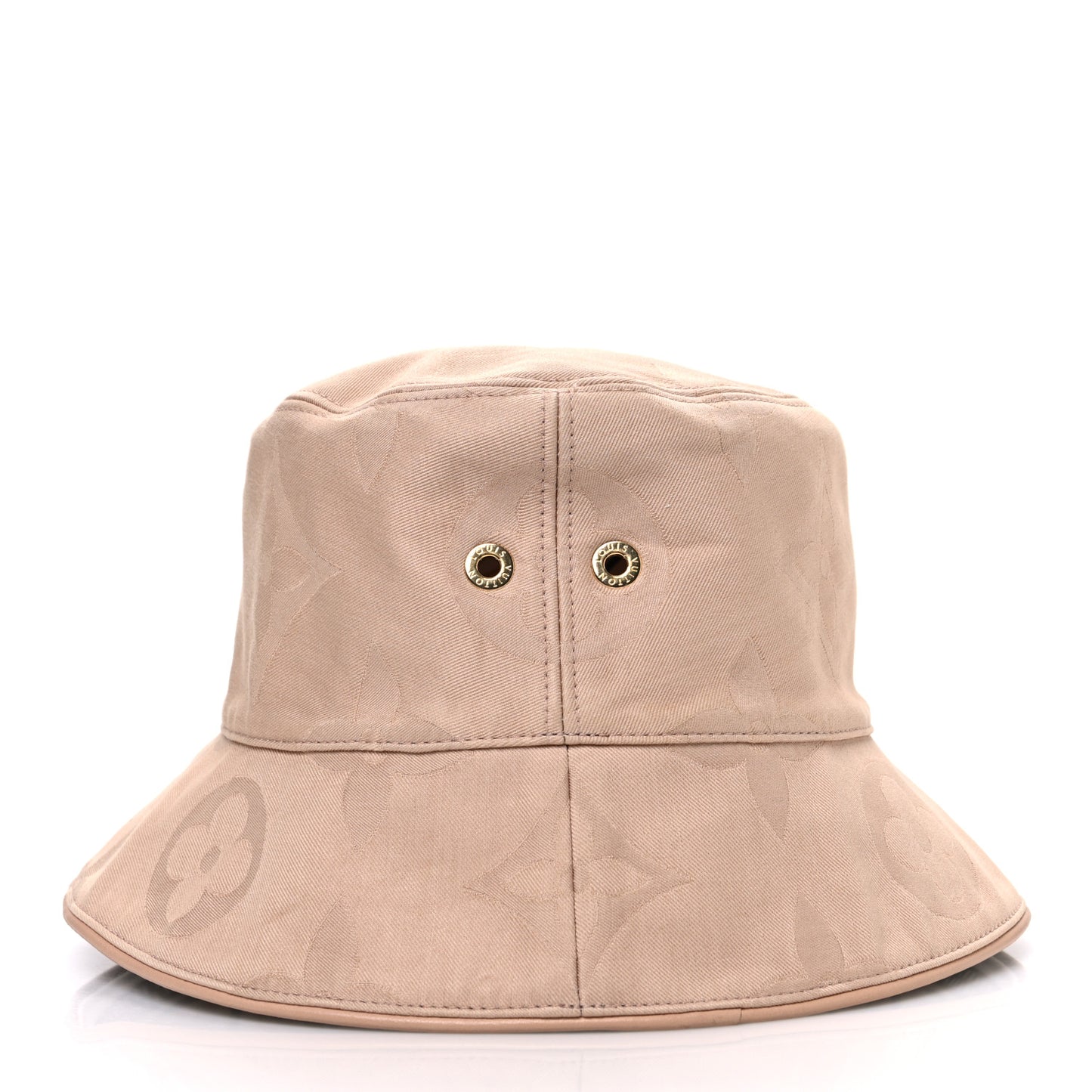 Cotton Monogram Flower Tile Reversible Bucket Hat Beige